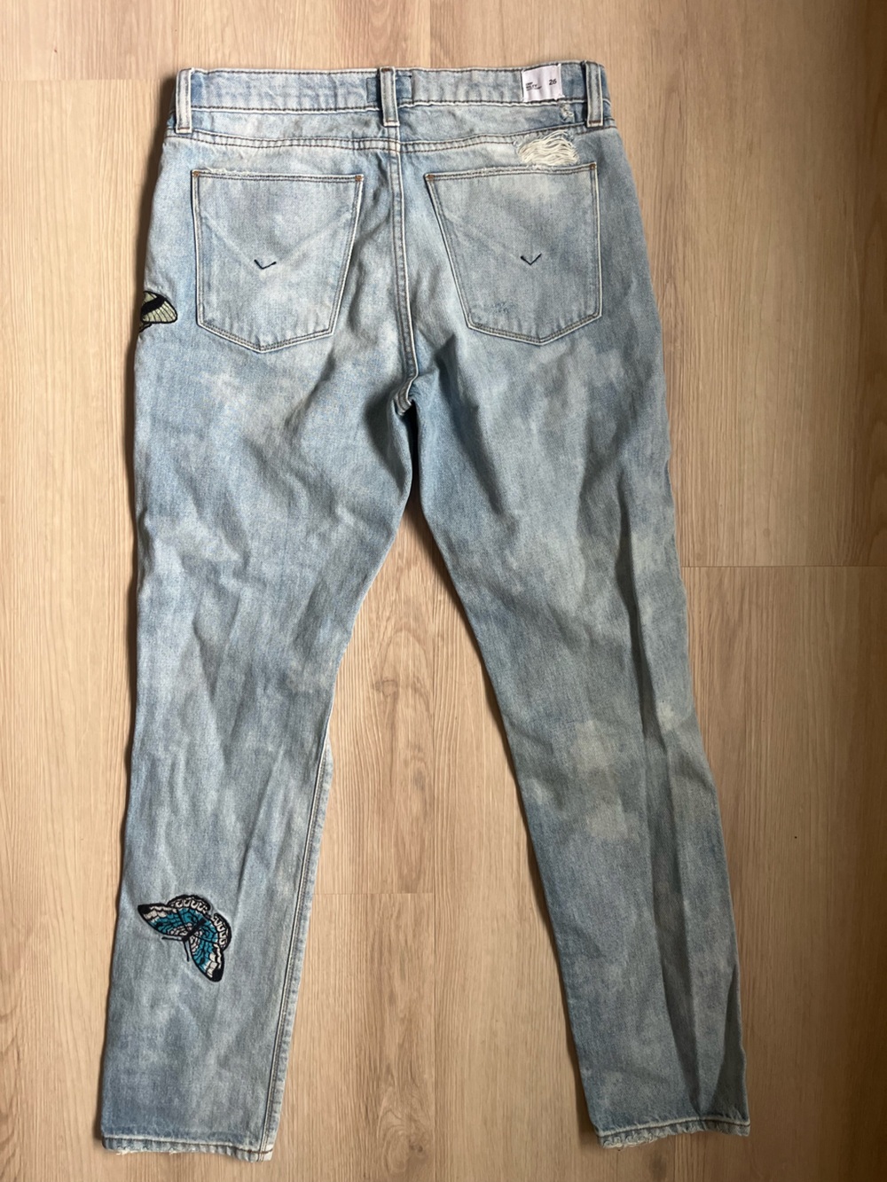 Hudson Riley Embroidery Relaxed Crop Distressed Jeans with Butterfly details - Picture 6 of 10